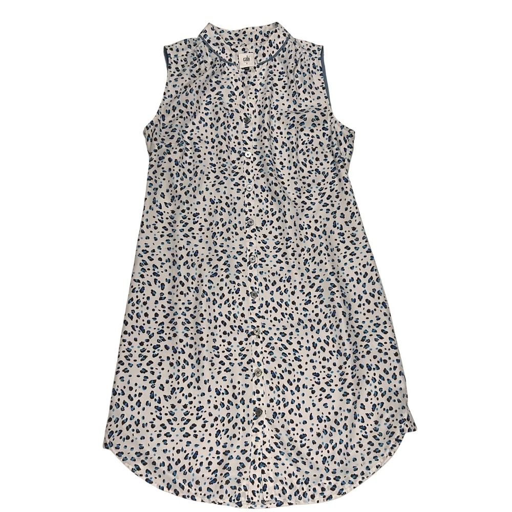 Cabi Cheetah Print Sleeveless Button‎ Down Shirt Dress Size S Camilla